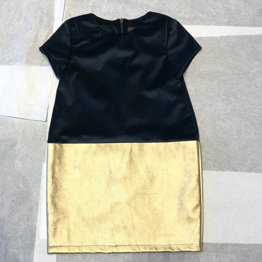 Imoga Navy Velvet and Gold Dress